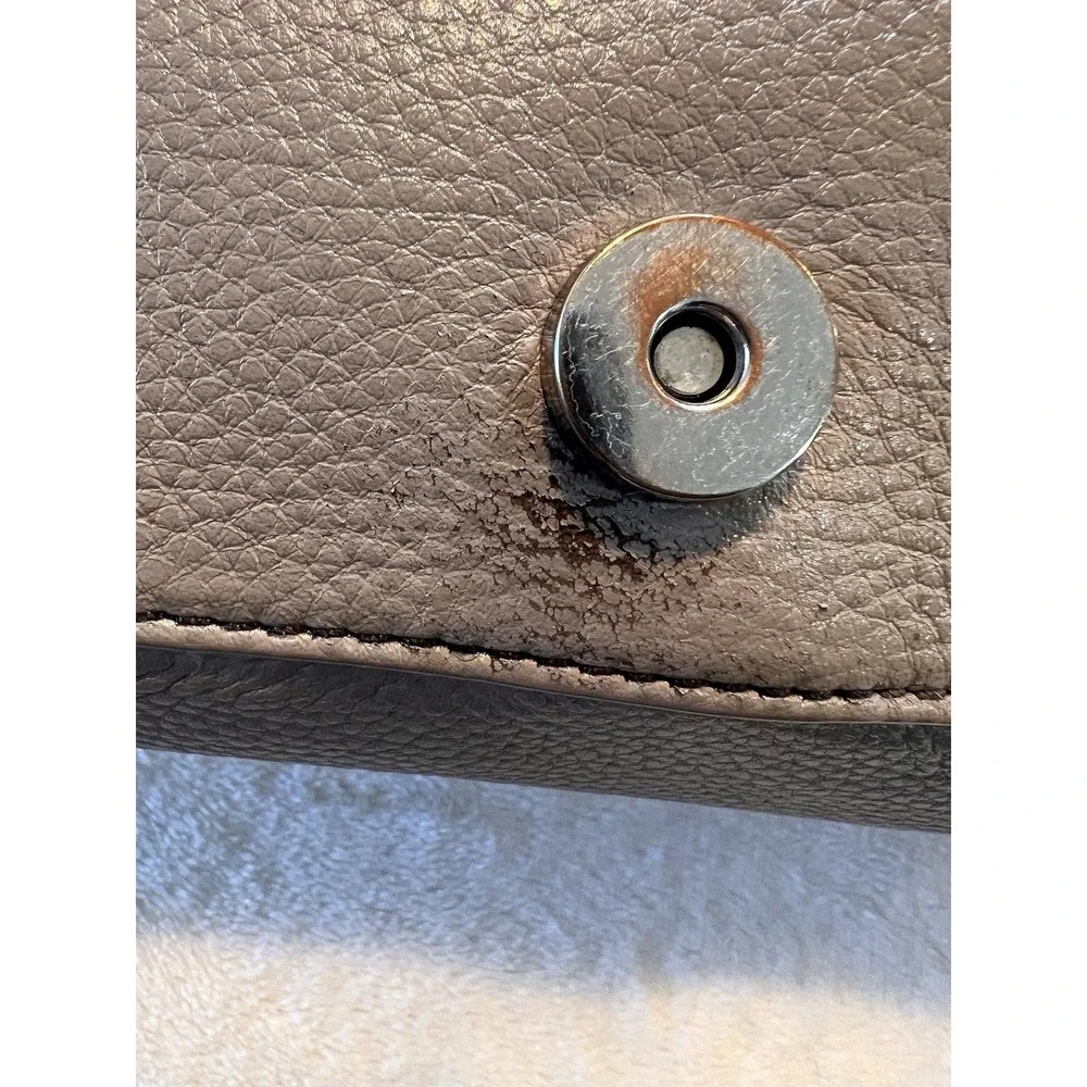 Tory Burch Britten Leather, Crossbody Shoulder strap, French Grey/Silver, Small